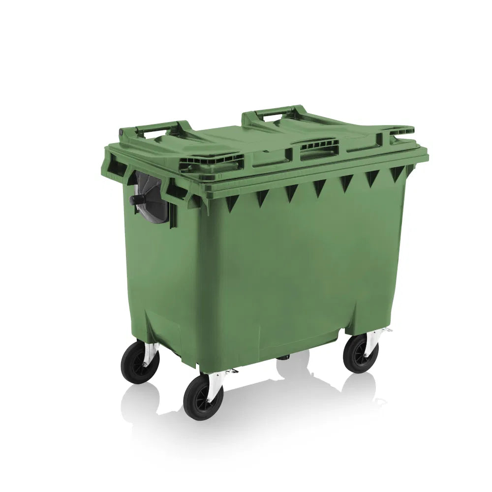 Poubelle à roulettes - Verte - 1 100 litres